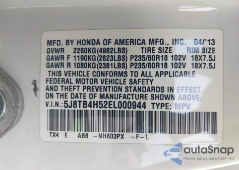 2014 Acura Rdx from USA, damaged, VIN 5J8TB4H52EL000944